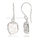 Natural Pearl Gemstone 925 Streling Sliver Dangle Earring